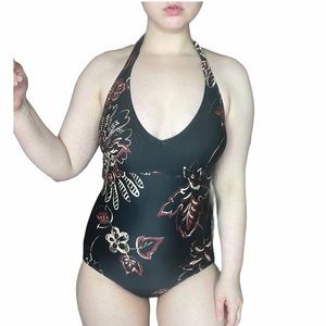 NEW Speedo Floral Black One Piece Swimsuit Size 14